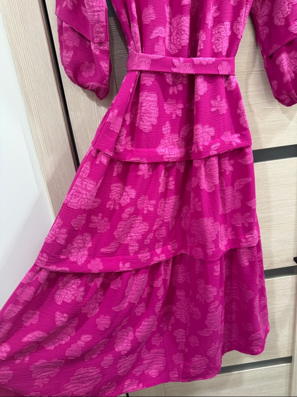The Pioneer Women Festive
Fuchsia 3/4 sleeve Tiered Ruffle midi dress - Picture 8 of 9